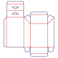 Caja con tapa inclinada con colgador - rozkrój