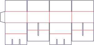Pudełko z 6 przegródkami - rozkrój