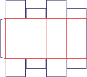 Caja de cuatro solapas - rozkrój